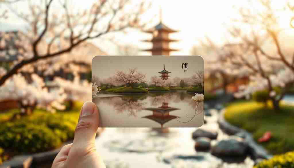 A thoughtfully designed lifestyle gift card, showcasing a serene Asian-inspired landscape. The card is held in the foreground, its reflective surface mirroring the tranquil scene behind it - a lush garden with cherry blossom trees, a flowing stream, and a pagoda in the distance. Soft, diffused lighting bathes the entire composition, creating a calming, contemplative atmosphere. The card's elegant design features delicate floral patterns and a minimal, sophisticated aesthetic, reflecting the refined nature of the "生活禮卡" concept. The image conveys a sense of relaxation, balance, and the simple joys of everyday life, making it an appropriate visual representation for the "生活優惠禮卡" section of the article. A thoughtfully designed lifestyle gift card, showcasing a serene Asian-inspired landscape. The card is held in the foreground, its reflective surface mirroring the tranquil scene behind it - a lush garden with cherry blossom trees, a flowing stream, and a pagoda in the distance. Soft, diffused lighting bathes the entire composition, creating a calming, contemplative atmosphere. The card's elegant design features delicate floral patterns and a minimal, sophisticated aesthetic, reflecting the refined nature of the "生活禮卡" concept. The image conveys a sense of relaxation, balance, and the simple joys of everyday life, making it an appropriate visual representation for the "生活優惠禮卡" section of the article.